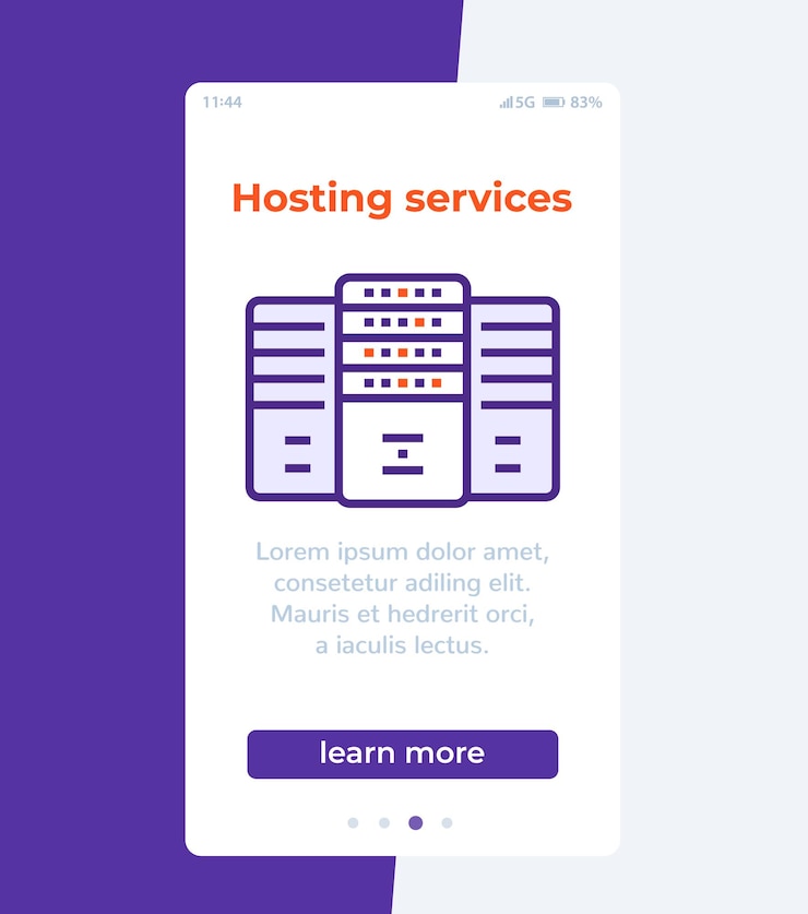 Vector servicios de alojamiento, diseño de interfaz de usuario móvil, vector