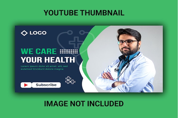 Los servicios de atención médica brindan youtube o cualquier plantilla de banner web de portada de video en miniatura de video