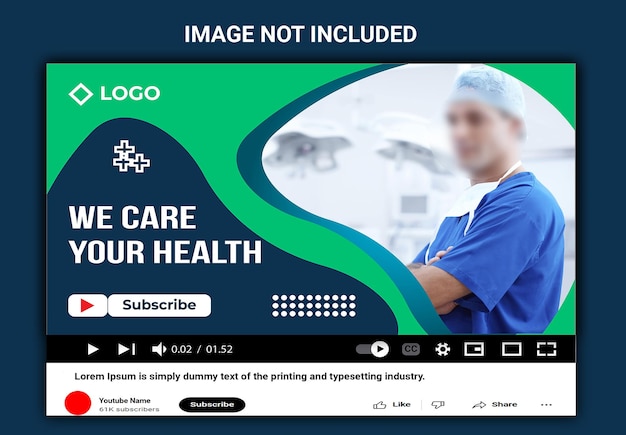 Vector los servicios de atención médica editables proporcionan una miniatura de youtube y una plantilla de banner web