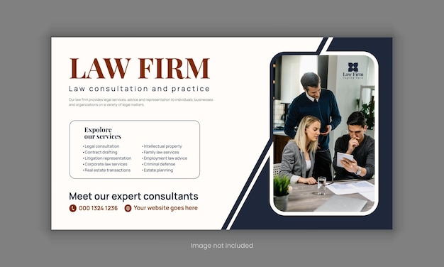 Servicios de bufete de abogados diseño de publicaciones en redes sociales o consultoría legal plantilla de banner web y publicación en Instagram