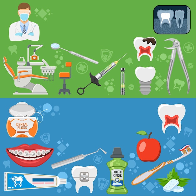 Servicios dentales banner e infografías.