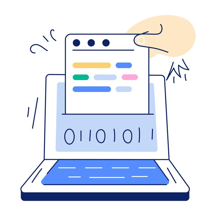 Vector servicios de desarrollo mini ilustración de doodle