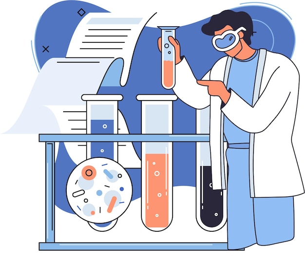 Servicios de diagnóstico de laboratorio metáfora de indicadores de salud tratamiento de investigación clínica de examen médico Atención médica y encuesta de rutina por parte del médico Analiza recetas de medicamentos equipo de laboratorio