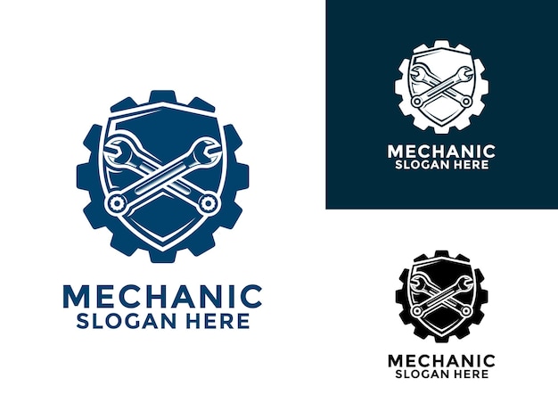Servicios de diseño de logotipo mecánico, ingeniería, reparación, mantenimiento, trabajo de logotipo, plantilla vectorial