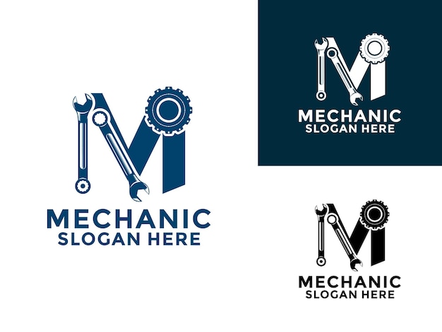 Servicios de diseño de logotipo mecánico, ingeniería, reparación, mantenimiento, trabajo de logotipo, plantilla vectorial