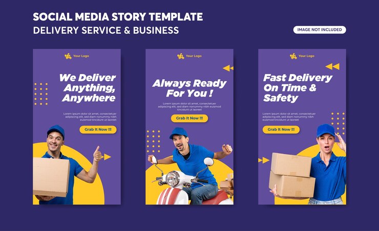 Vector servicios de entrega de plantillas de historias de instagram