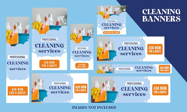 Servicios de limpieza de casas y oficinas web banners google as instagram post and stories