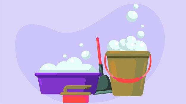 servicios de limpieza herramientas pinceles elementos de ilustración aislados