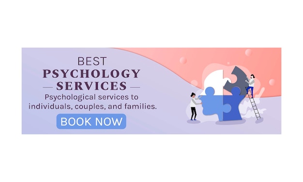 Servicios de psicología con funciones de ilustración cerebral Encabezado y banner de portada para facebook