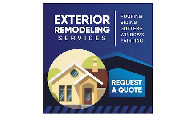 Vector servicios de remodelación exterior y techado con publicación inmobiliaria para instagram y facebook