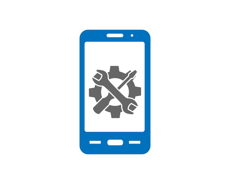 Vector servicios de reparación de teléfonos móviles diseño de logotipo vectorial plantilla