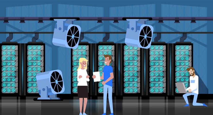Vector servidor del centro de datos