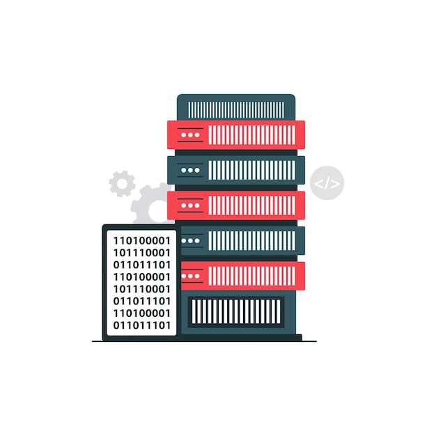 Servidor de datos con ilustración vectorial de tableta Diseño conceptual de aplicaciones de grandes datos