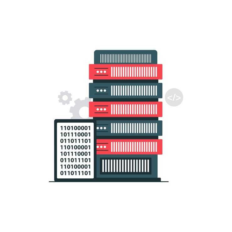 Vector servidor de datos con ilustración vectorial de tableta diseño conceptual de aplicaciones de grandes datos