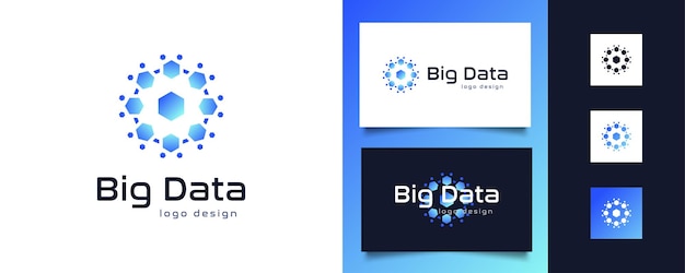 Servidor de diseño de logotipo de big data azul o símbolo de centro de datos logotipo o icono de inteligencia artificial para identidad de logotipo de empresa o tecnología
