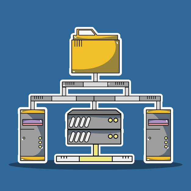 Vector servidor de información del centro de datos del sistema