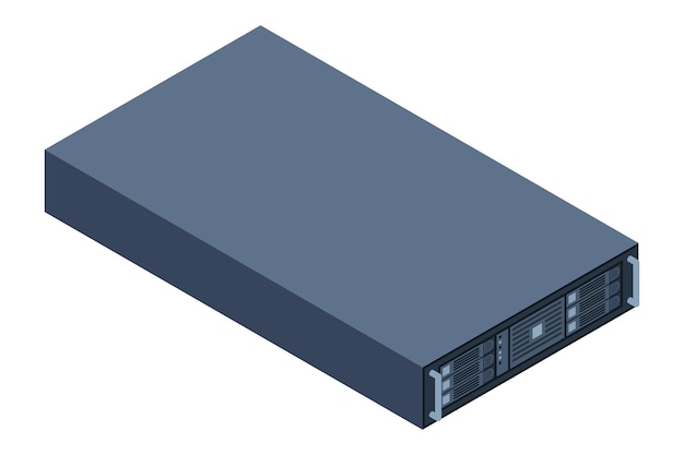 Servidor isométrico Racks de servidores Cajas de servidores aisladas Sala de servidores de red Tecnología de redes de computadoras Ilustración vectorial