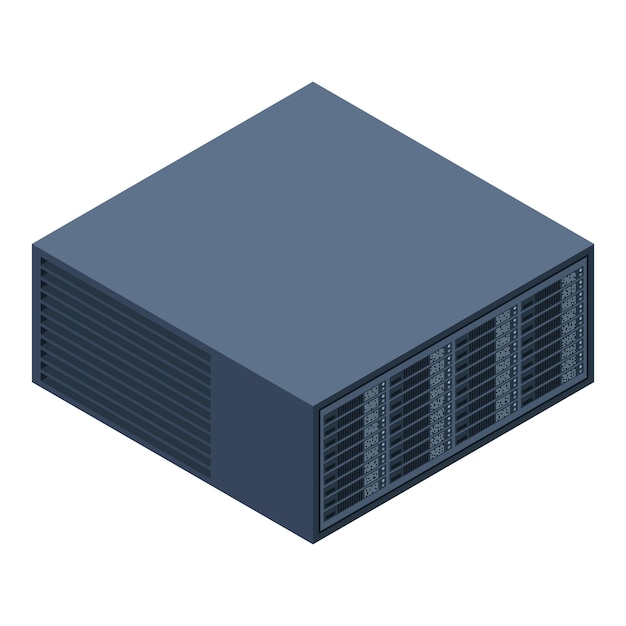Servidor isométrico Racks de servidores Cajas de servidores aisladas Sala de servidores de red Tecnología de redes de computadoras Ilustración vectorial