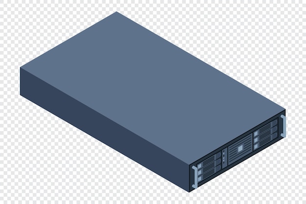 Servidor isométrico Racks de servidores Cajas de servidores aisladas Sala de servidores de red Tecnología de redes de computadoras Ilustración vectorial