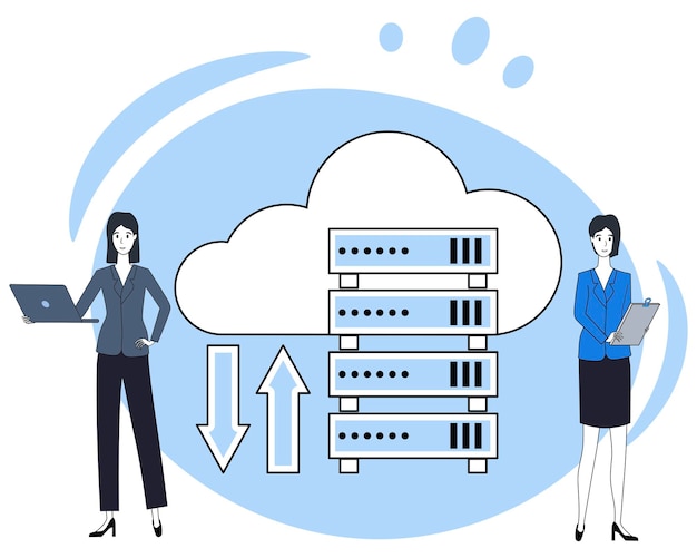 Un servidor en la nube Almacenamiento en la nube y transferencia de datos utilizando tecnologías en la nube
