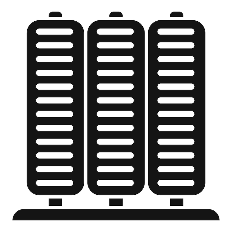 Vector servidores de centros de datos que generan calor y requieren un sistema de refrigeración