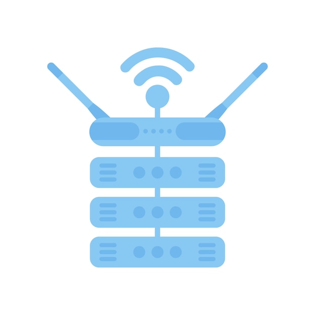 Servidores conectados al enrutador IOT y concepto de automatización Vector aislado