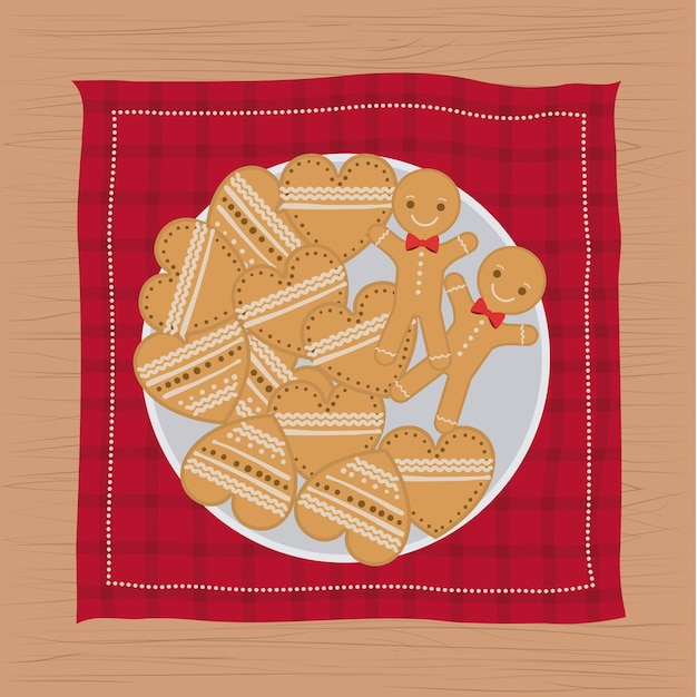 Servilleta de Navidad con plato y galletas
