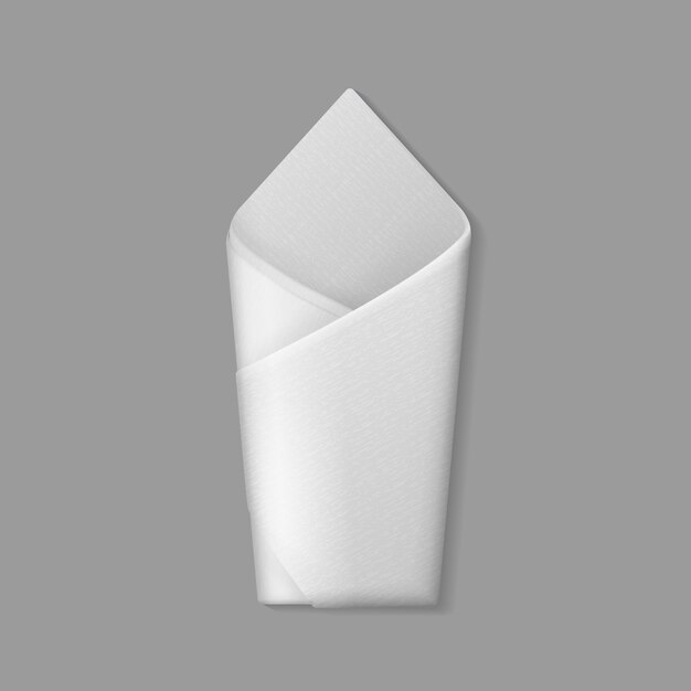 Servilleta de sobre doblado blanco sobre fondo. Ajuste de la tabla