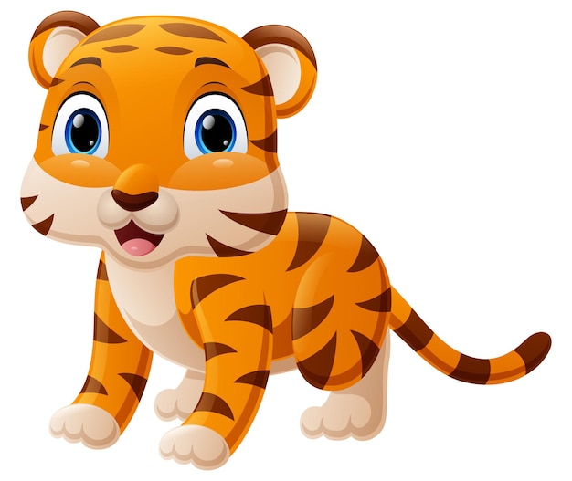 Vector sesión de dibujos animados lindo bebé tigre