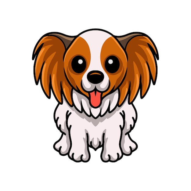 Sesión de dibujos animados lindo perro papillon