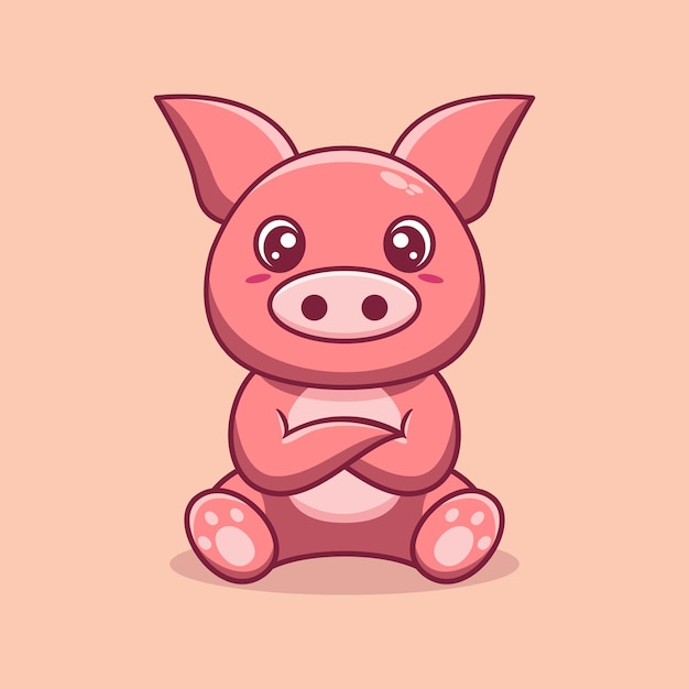 Sesión de dibujos animados de vector lindo cerdo