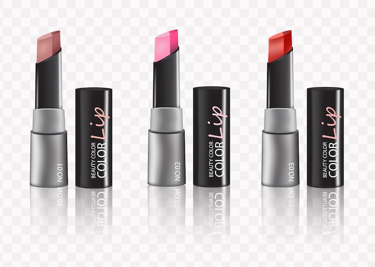 Vector set de 2 barras de labios de color. conjunto de lápiz labial aislado en el fondo, vector rgb creado con malla de degradado