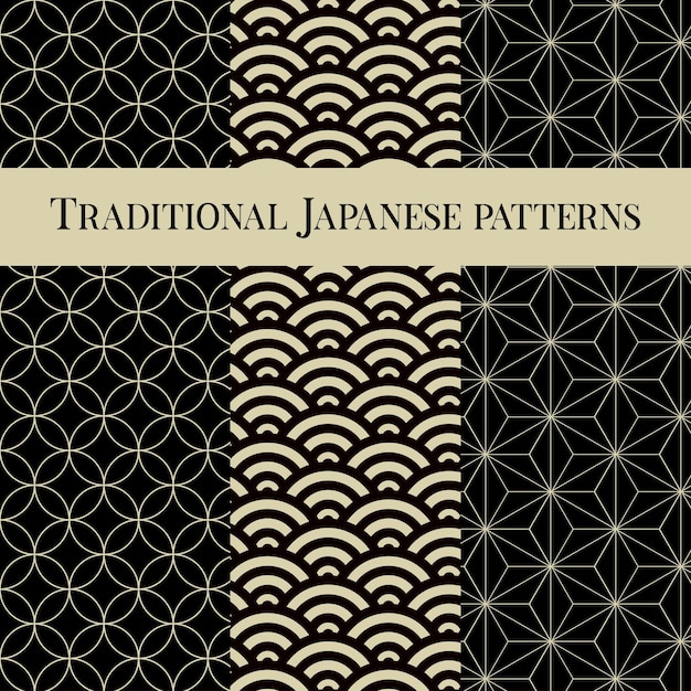 SET de 3 patrones geométricos japoneses tradicionales