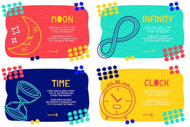 Set abstracto doodle luna