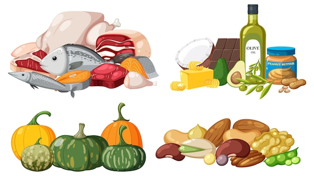 Vector set de alimentos saludables