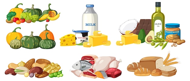 Vector set de alimentos saludables