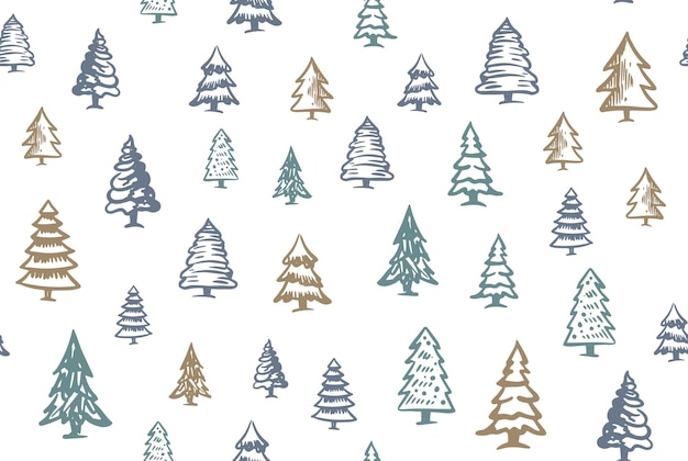 Set de árboles de Navidad Ilustraciones dibujadas a mano