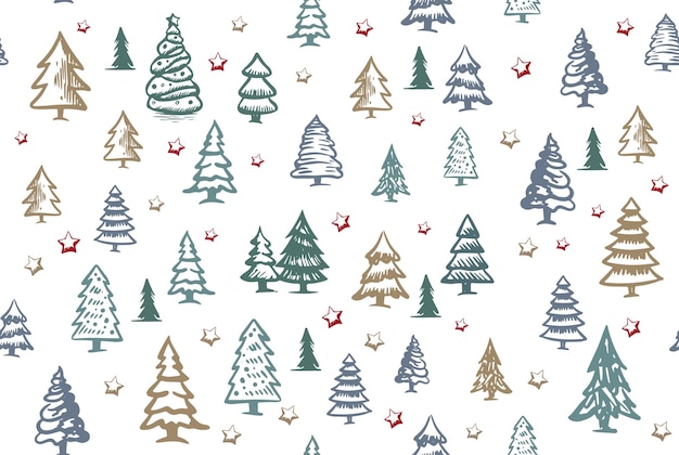 Set de árboles de Navidad Ilustraciones dibujadas a mano
