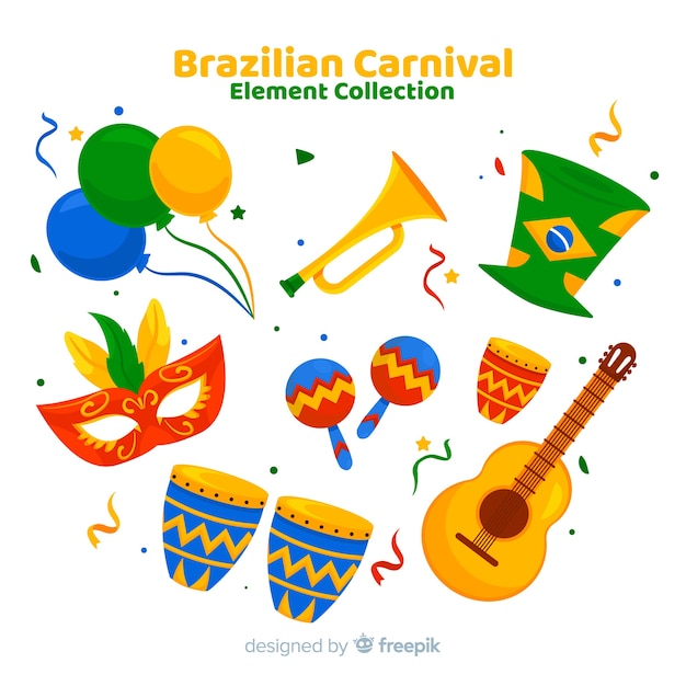 Vector set de artículos del carnaval de brasil