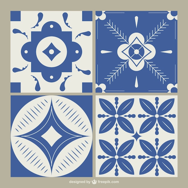 Vector set de azulejos azules