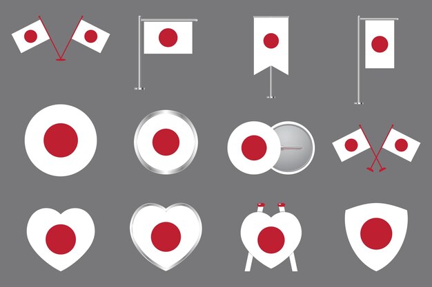 Set de bandera de Japón Bandera de Japón original y simple