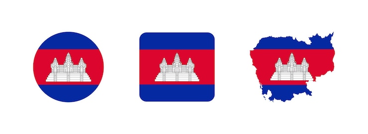 Vector set de banderas de camboya de varios estilos