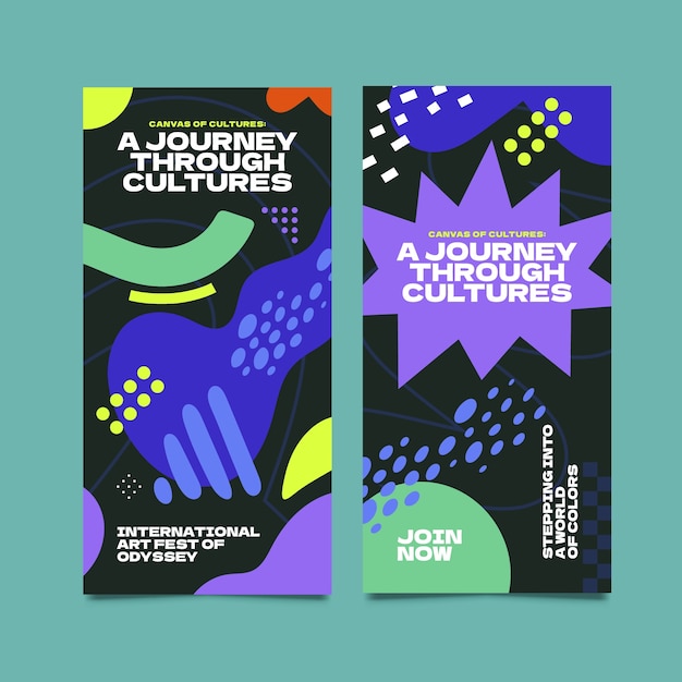 Set de banners abtractos de un viaje a través de las culturas