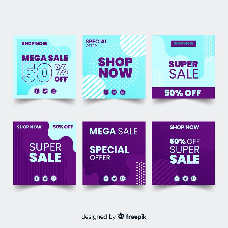 Vector set de banners cuadrados promocionales