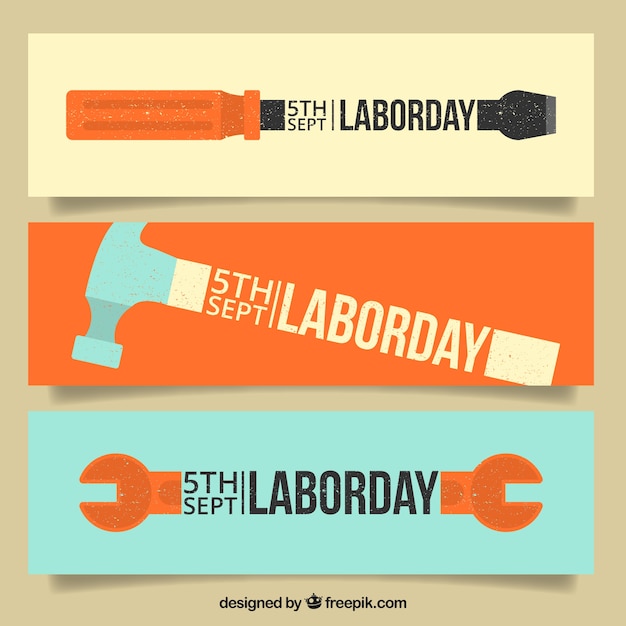Set de banners de herramientas del día del trabajo