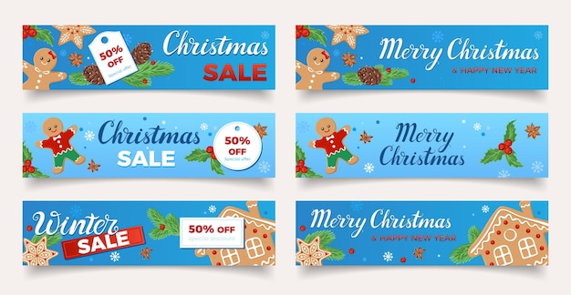 Set de banners navideños y rebajas de invierno.