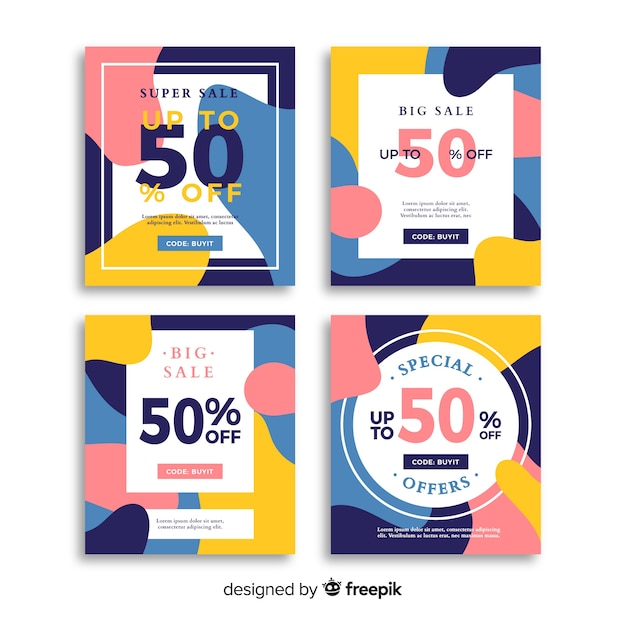 Vector set de banners online de compras