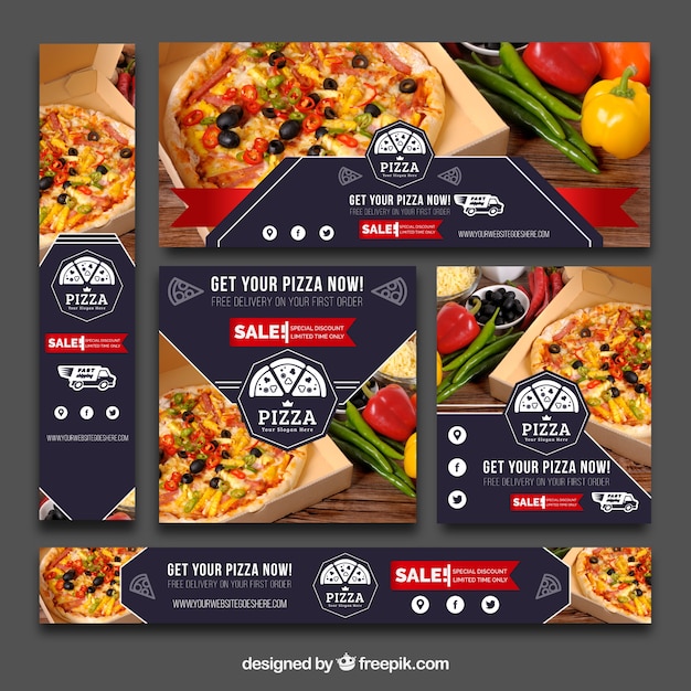 Set de banners vintage de pizza