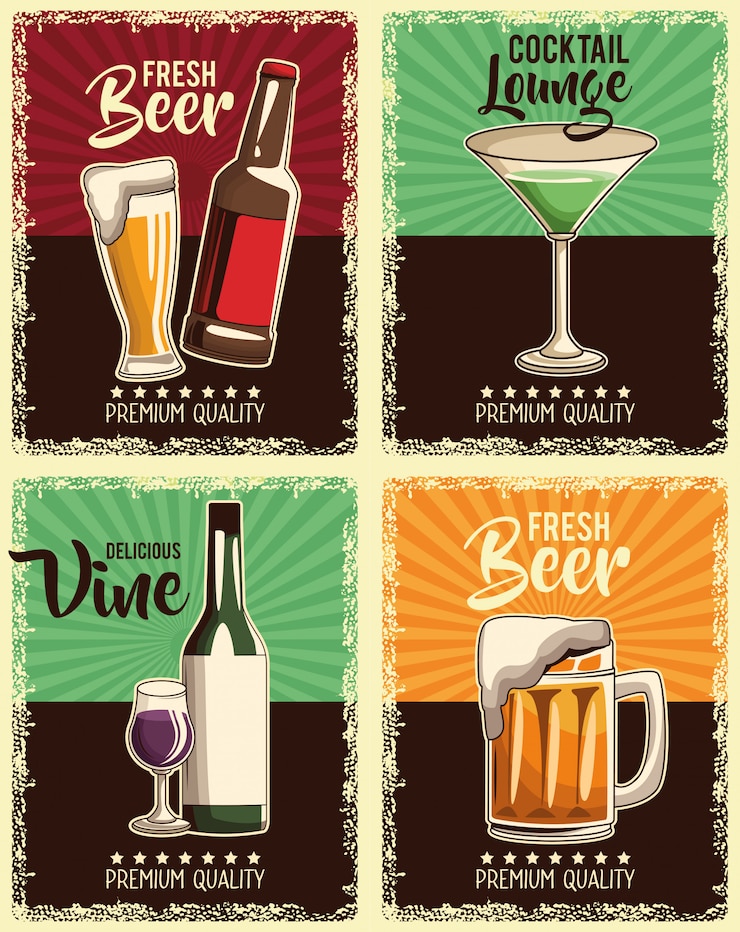 Vector set de bebidas vintage