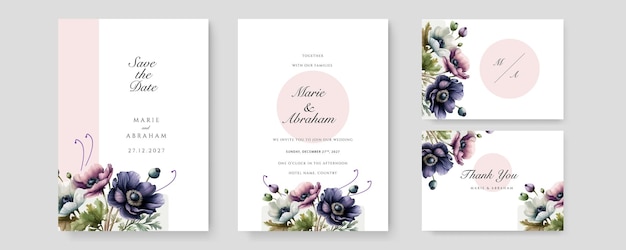 Set de bodas de acuarela Set de tarjetas con hojas y marco geométrico dorado Diseño con hojas verdes de bosque helecho de eucalipto Floral plantillas de moda para carteles de saludo de panfletos